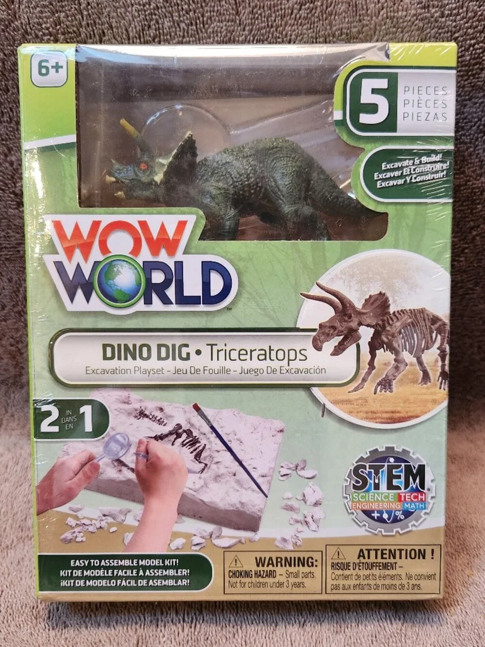 WOW WORLD DINO DIG - Dinosaur Excavation Playset - Set of Two (2) - NEW NIB